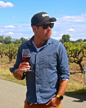 Precedent Wine's Nathan Kandler on the road between the Kirschenmann and Rauser Vineyards.