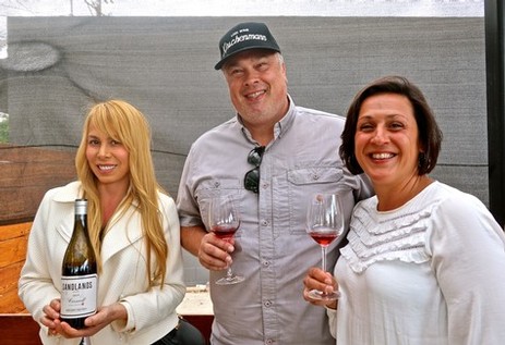 At Guantonios Wood Oven, visiting restaurant wine directors Nanette Rapuzzi (Ritz Carlton Bacara) and Bree Serpenti (Upland, New York City) with Tegan Passalacqua (Turley Wine Cellars, Sandlands Wines).