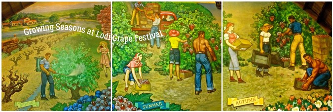 1959 rendering of Lodi winegrowing season painted by San Francisco's John Garth on the walls of Lodi Grape Festival's Grape Pavilion.