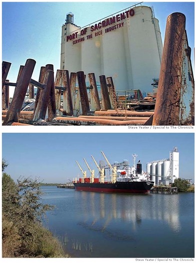 The Port of Sacramento is fed by its deep-water shipping channel.