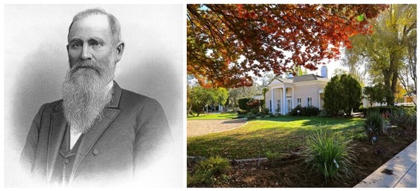 The Hon. Benjamin F. Langford and his original home in the Langford Colony, now part of the Paskett Winery estate.