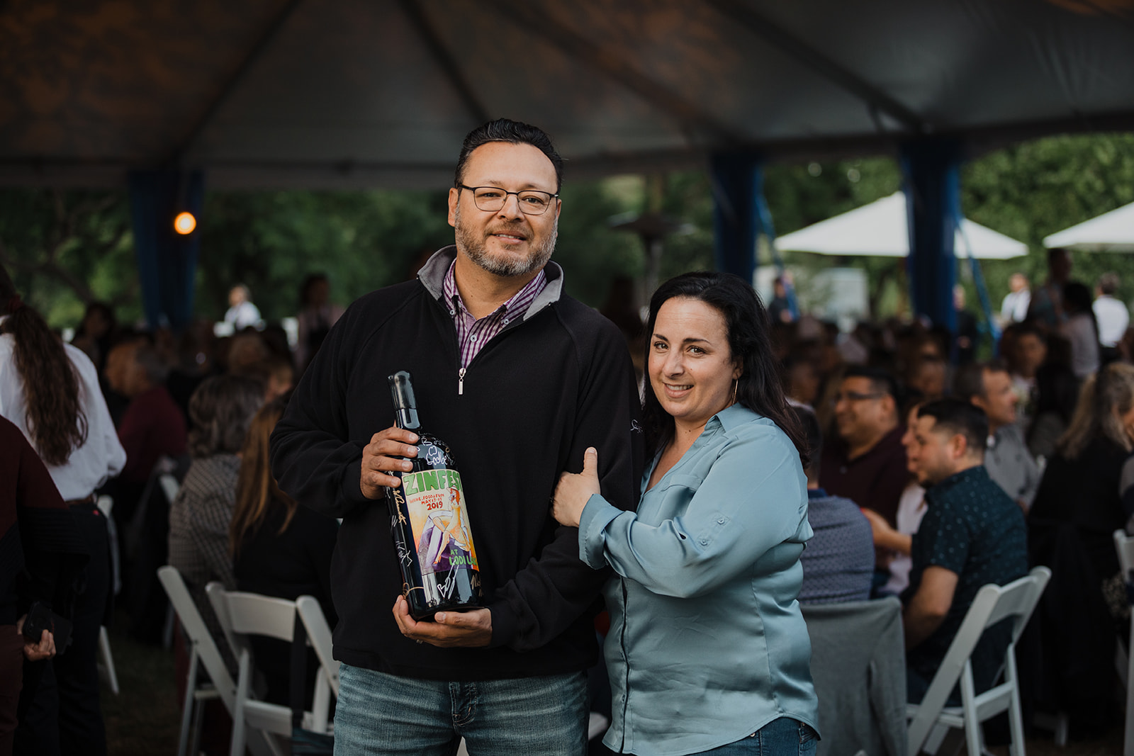 Past Friday evening dinner presenting sponsor and the 2023 Signature Dinner at the Lake presenting sponsor, Lodi’s Vintage Crop Insurance Agency’s Robert Aviña and wife. 